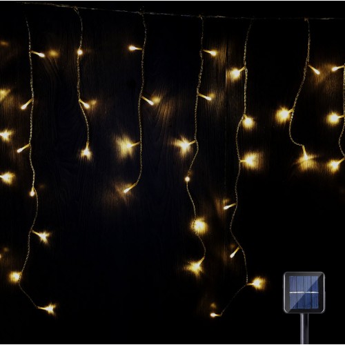 480LED 16.25m Icicle Lights - Warm White Colour Solar (Clear Cable)